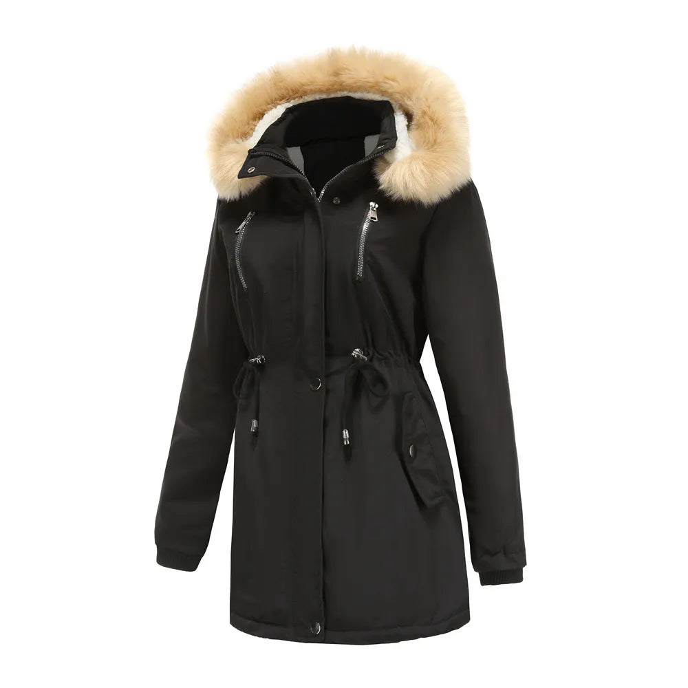 Winter Coat Detachable Hooded Feece Jacket Women