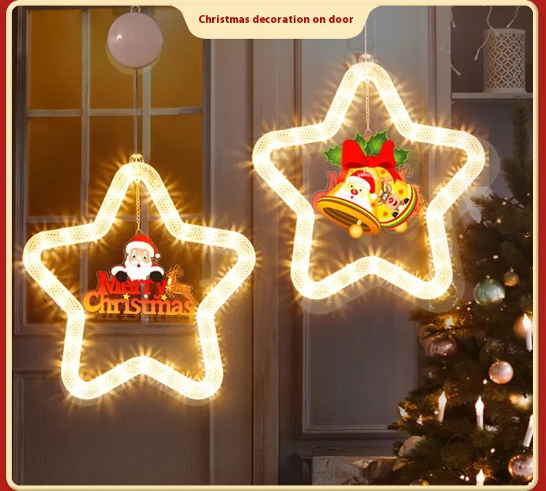 Christmas Pendant Decoration Christmas Atmosphere Led Lights Led Christmas Star Light Decoration For Window Door For Holiday