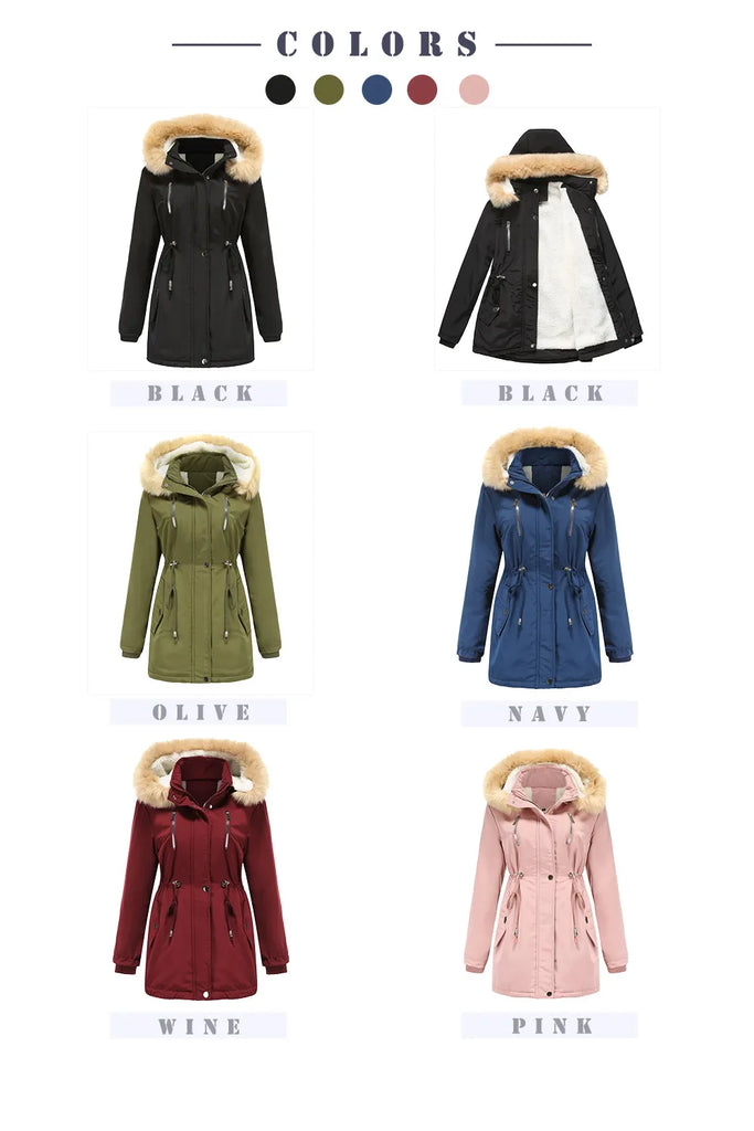 Winter Coat Detachable Hooded Feece Jacket Women