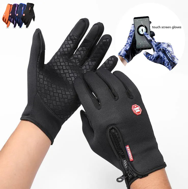 Winter Gloves Touch Screen Riding Motorcycle Sliding Waterproof Sports Gloves With Fleece