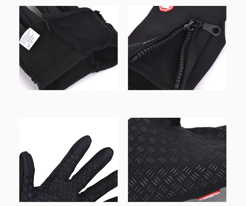 Winter Gloves Touch Screen Riding Motorcycle Sliding Waterproof Sports Gloves With Fleece