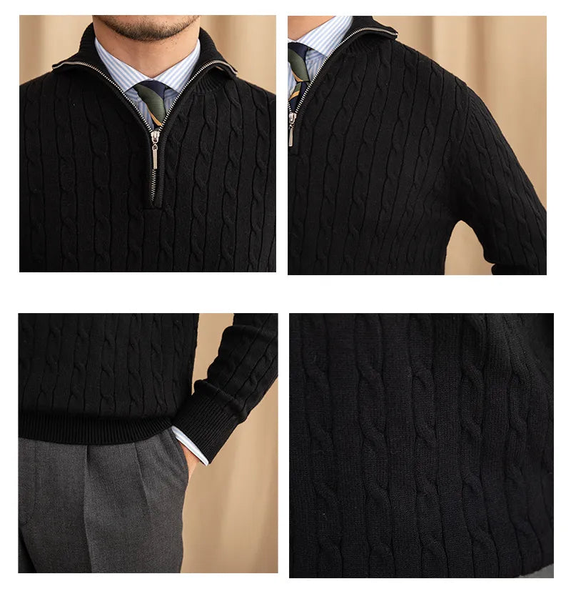 Autumn And Winter Zipper Half-open Collar Pullover Keep Warm Sweater