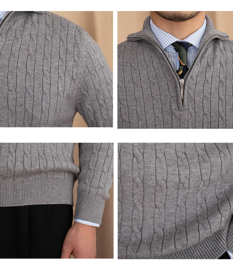 Autumn And Winter Zipper Half-open Collar Pullover Keep Warm Sweater