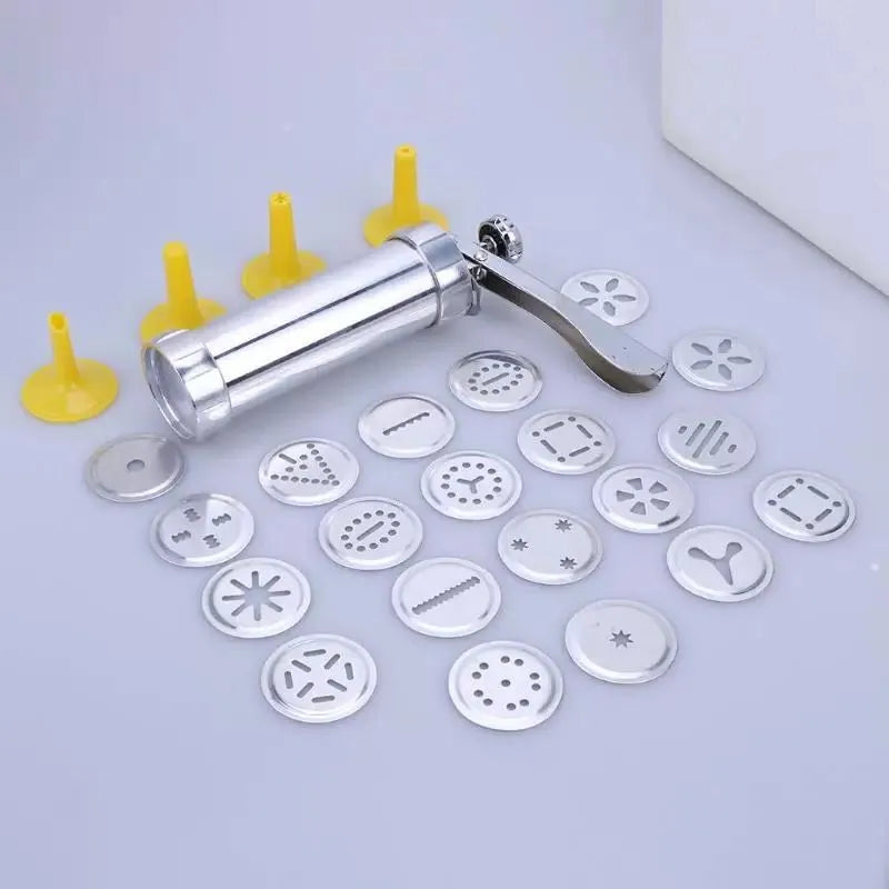 Cookie Press Gun And Icing Set Alloy Churro Maker Cookie Maker With 10 Discs 20 Discs 4 Pastry Tip Biscuit Mold