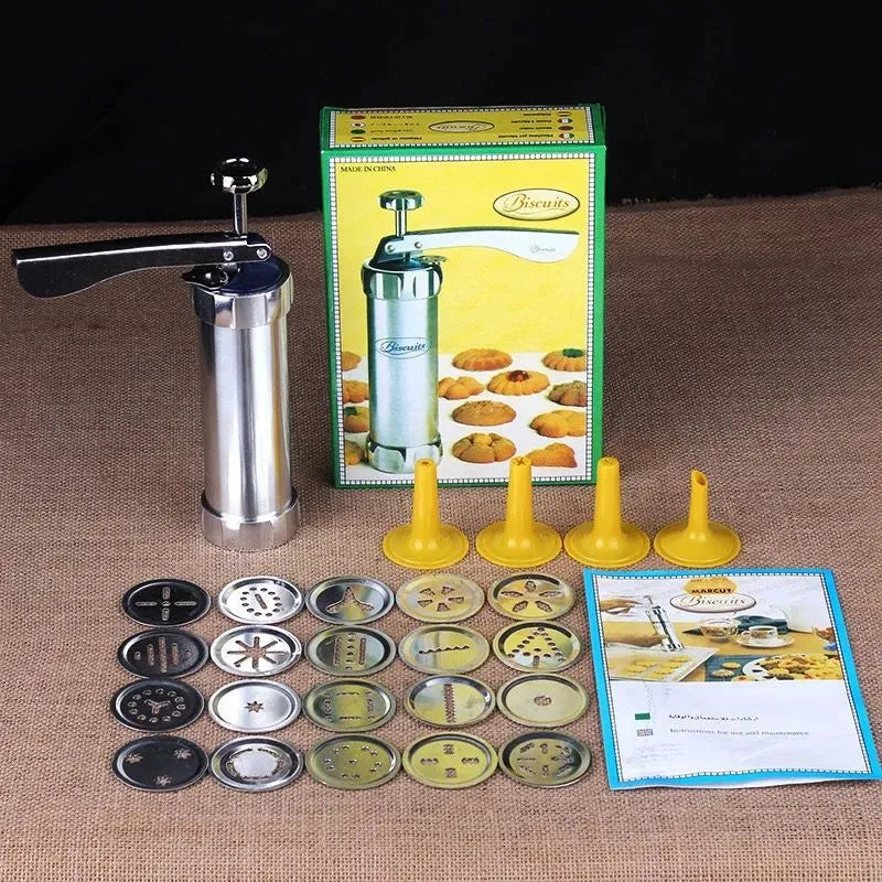 Cookie Press Gun And Icing Set Alloy Churro Maker Cookie Maker With 10 Discs 20 Discs 4 Pastry Tip Biscuit Mold