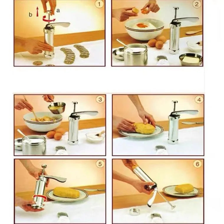 Cookie Press Gun And Icing Set Alloy Churro Maker Cookie Maker With 10 Discs 20 Discs 4 Pastry Tip Biscuit Mold