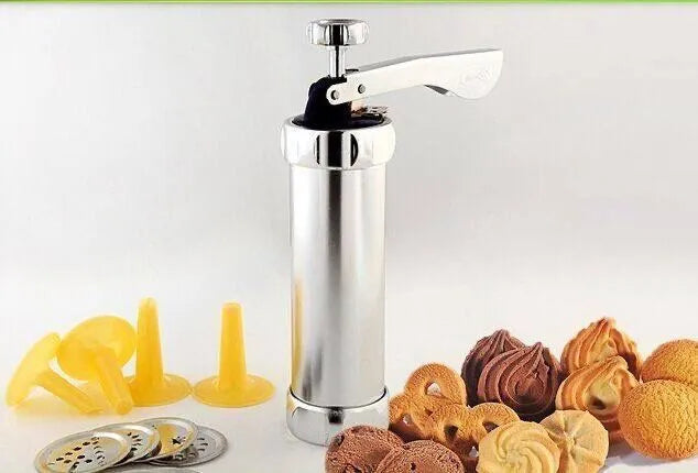 Cookie Press Gun And Icing Set Alloy Churro Maker Cookie Maker With 10 Discs 20 Discs 4 Pastry Tip Biscuit Mold