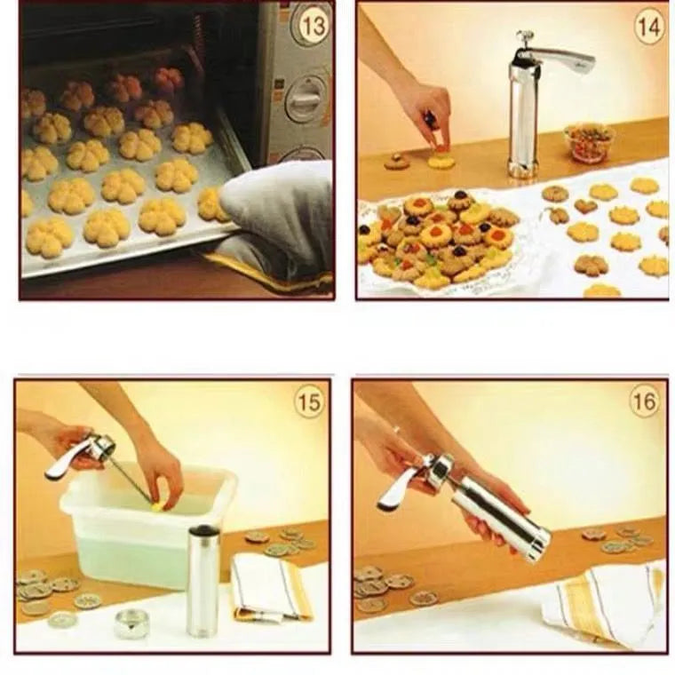 Cookie Press Gun And Icing Set Alloy Churro Maker Cookie Maker With 10 Discs 20 Discs 4 Pastry Tip Biscuit Mold