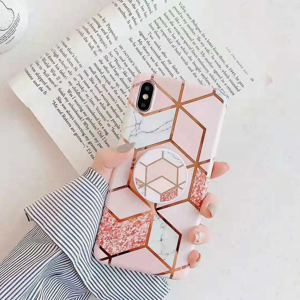 Galvanized marble mobile phone case