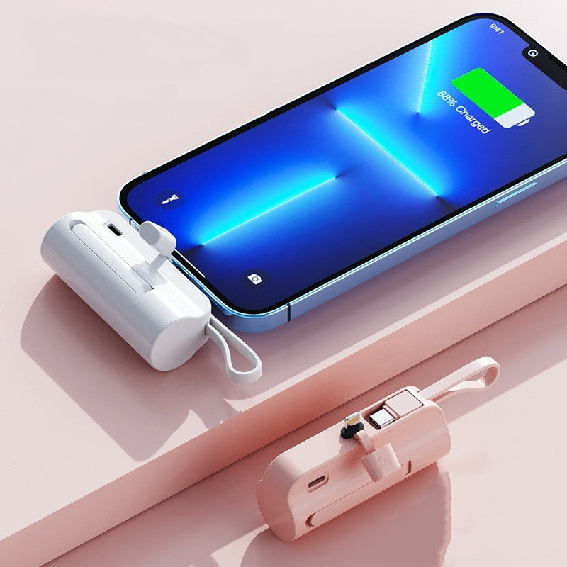 Mini Power Bank 5000mAh Portable Charger Built in Cable Cute Powerbank External Battery Pack PoverBank for iPhone Samsung Xiaomi