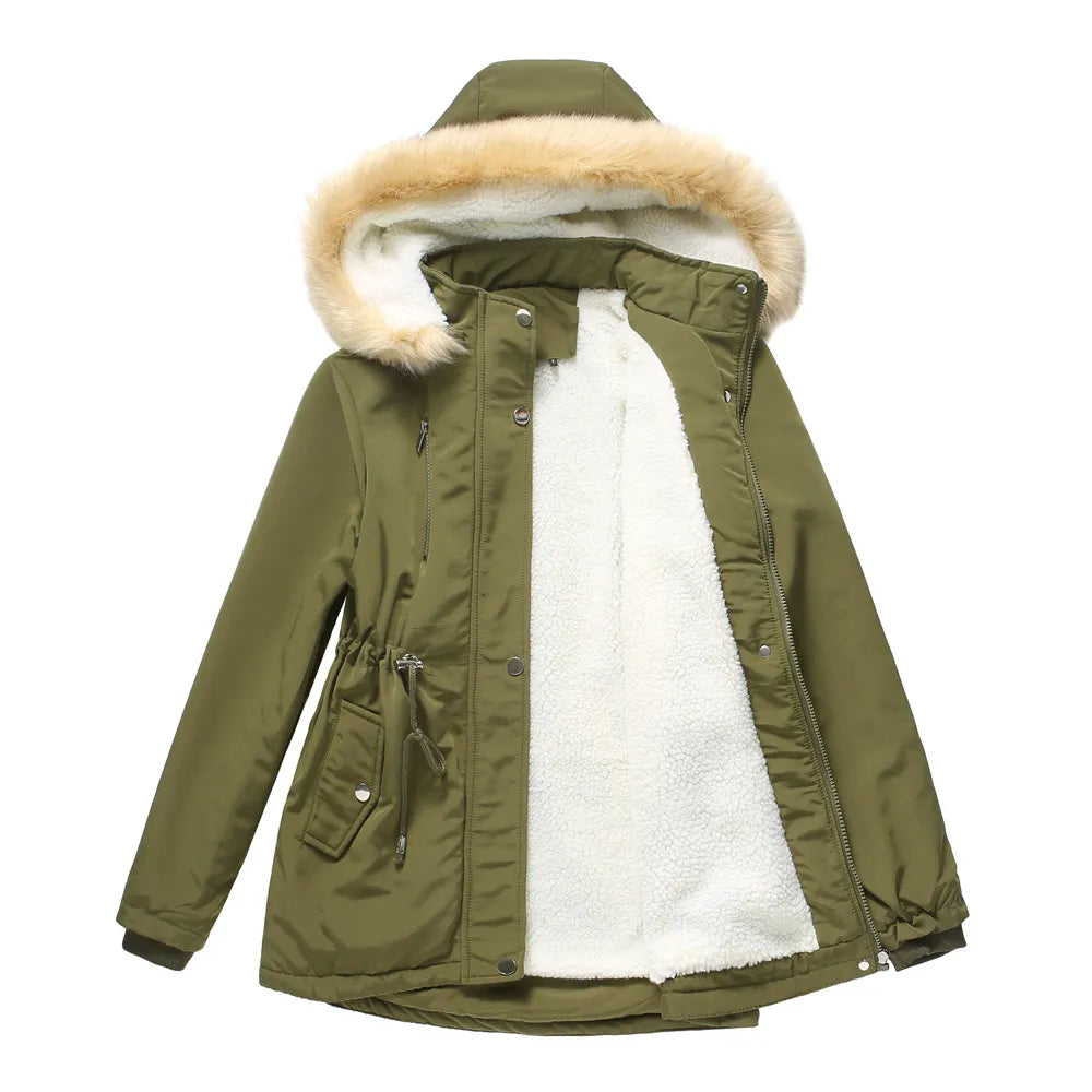 Winter Coat Detachable Hooded Feece Jacket Women