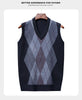 Winter New Men's Sleeveless Knitted Sweater Casual Plaid Vest