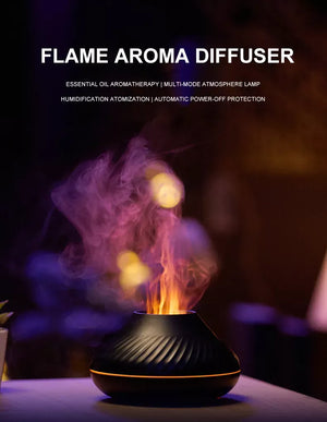 Newest RGB Flame Aroma Diffuser 130Ml 3d Colorful Flame Humidifier Fire Volcano Diffuser Flame