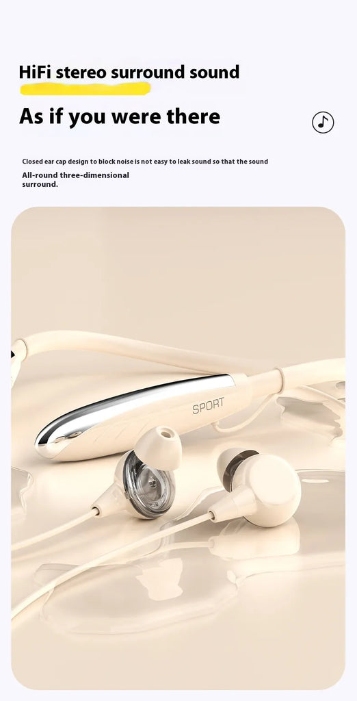 Neck Wireless Bluetooth-compatible Earphones 9D Stereo Surround Headphone Magnetic Sport Neckband Headset Neck-hanging Earbuds