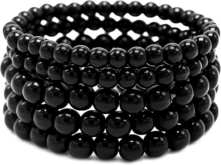 5 Pcs Faux Pearl Bracelet Set for Women Beaded Stretch Strand Bracelets for Bridesmaid,Bridal,Party Jewelry