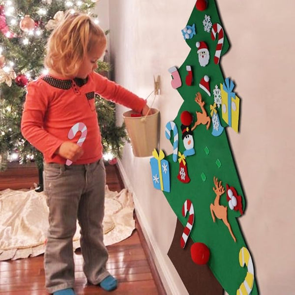 DIY Felt Christmas Tree Set for Kids – Hanging Xmas Tree with Removable Ornaments