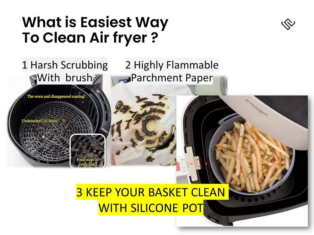Air Fryer Silicone Pot Replacement Of Parchment Paper Liners No More Cleaning Basket After Using The Air Fryer Food Safe Air Fryers