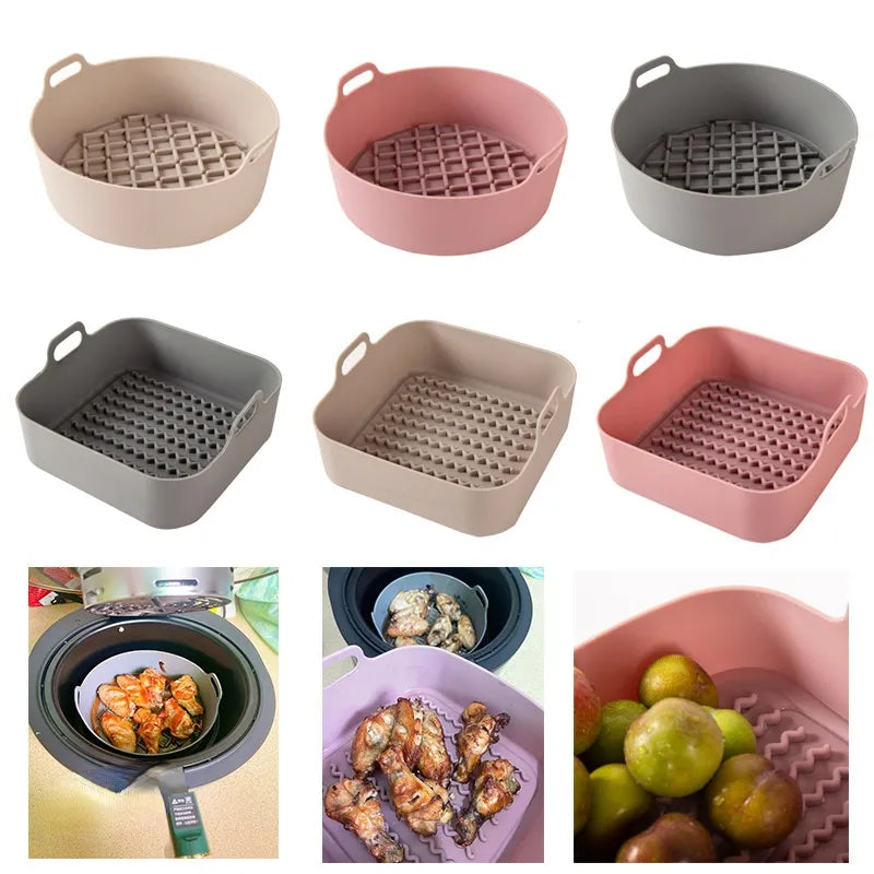 Air Fryer Silicone Pot Replacement Of Parchment Paper Liners No More Cleaning Basket After Using The Air Fryer Food Safe Air Fryers