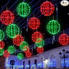 4 Pack 7.87" Outdoor Christmas Ball Lights, Hanging LED Sphere String Light with Metal Frame Multicolor Globe Lights for Holiday Garden Tree Patio Yard Party Outdoor Decor (Red Green)