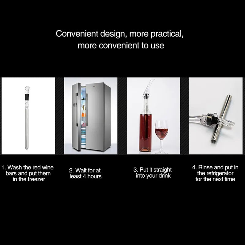 Wine Bottle Cooler Stick Stainless Steel Wine Chilling Rod Leakproof Wine Chiller Beer Beverage Frozening