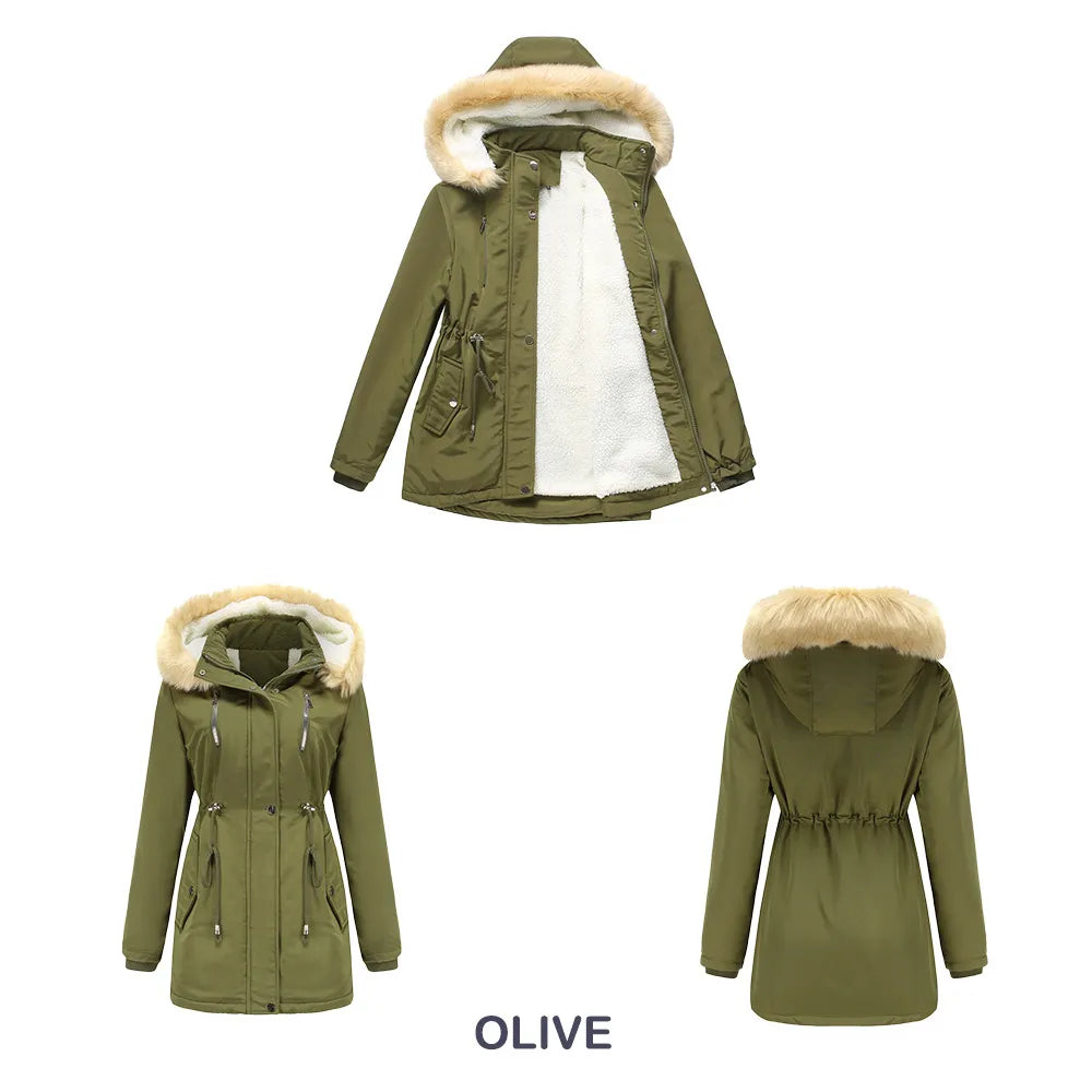 Winter Coat Detachable Hooded Feece Jacket Women