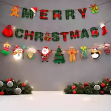 1set Merry Christmas Banners Decoration Santa Claus Snowman Paper Hanging