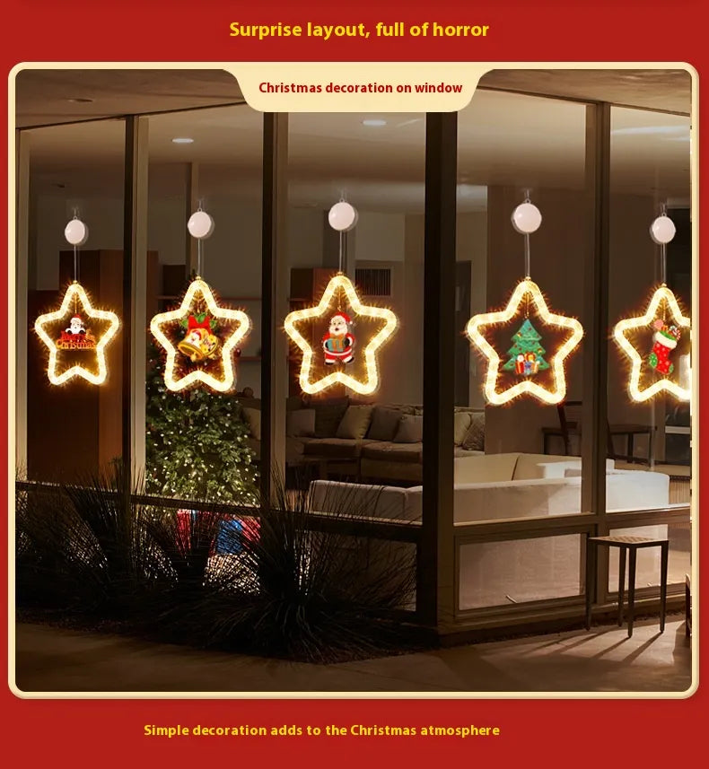Christmas Pendant Decoration Christmas Atmosphere Led Lights Led Christmas Star Light Decoration For Window Door For Holiday