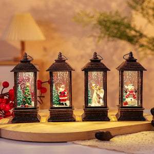 Christmas Portable Oil Lamp Santa Claus LED Night Lights Battery Powered Indoor Outdoor Hanging Lanterns Festive Party Decoration(Battery Powered)