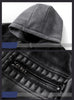 Hooded Jacket With Zipper Pockets Fashion Warm Pu Leather Coat Mens Clothing