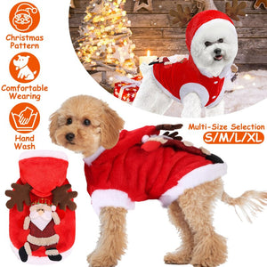 1Pc Pet Christmas Clothes Santa Claus Reindeer Antlers Costume Winter Outfit New Year Coat For Small Medium Dogs Cats