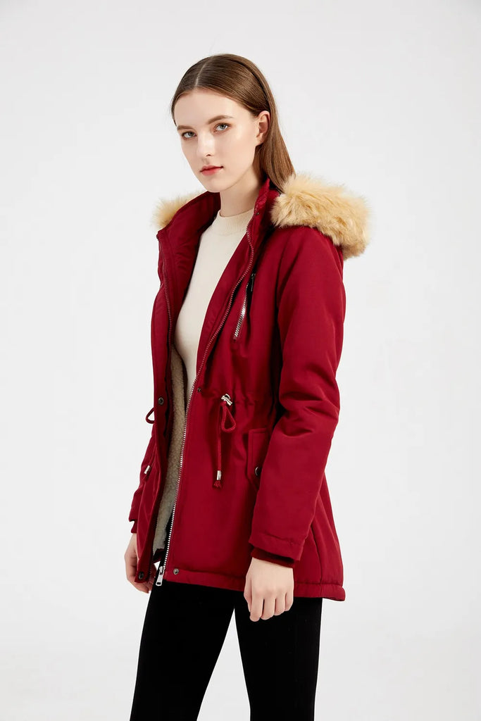 Winter Coat Detachable Hooded Feece Jacket Women